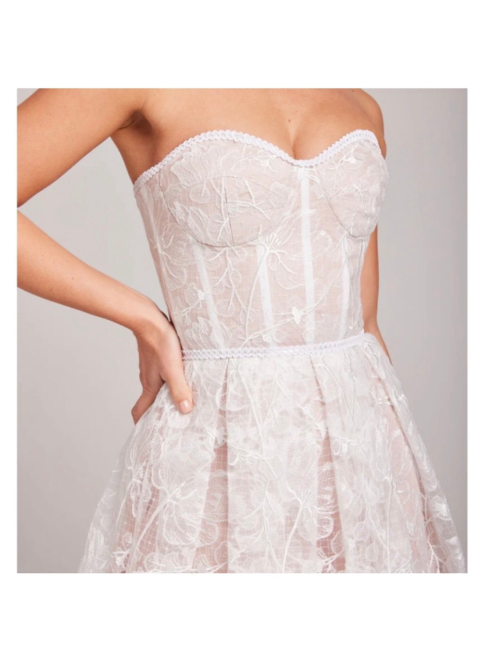 Nadine Merabi Olivia Dress White Bridal Strapless- Size Small - Picture 4 of 12
